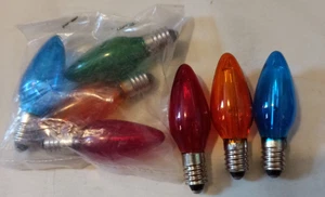 7x Vintage COLOUR Olive Cone BULBS / LAMPS Xmas Tree Light - Picture 1 of 4