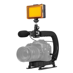 PULUZ U/C Shape Handheld SLR DV Bracket Stabilizer+LED Fill Light+Microphone Kit - Picture 1 of 11