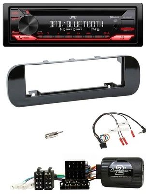 JVC CD DAB USB Bluetooth Lenkrad Autoradio für Fiat Panda 12-20 schwarz glänzend - Bild 1 von 4