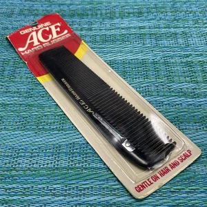 Vintage Genuine Ace Hard Rubber Comb 5" Black Pocket Clip On Comb New Old Stock - Picture 1 of 11