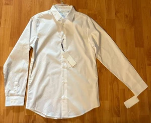 🔥Calvin Klein White Slim fit & Stretch Button Down Boys Dress Shirt Size 18 NWT - Picture 1 of 9