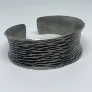 Vintage Handmade 1960’s MCM Jorgen Jensen Denmark Pewter Cuff Bracelet Signed - Picture 1 of 14