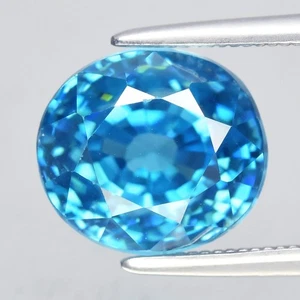 💎 6.69ct 9x8.2mm VVS Oval Natural Blue Zircon - Gentle Heat, Cambodia Gem - Picture 1 of 4