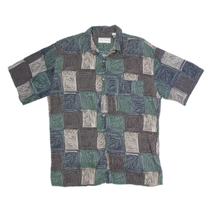 Vintage MARIO FERRARI Mens Shirt Black 90s Crazy Pattern M - Picture 1 of 6