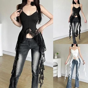 Sleek Women's Sleeveless Vests Embellished with Gorgeous Lace and Ruffles - Picture 1 of 25