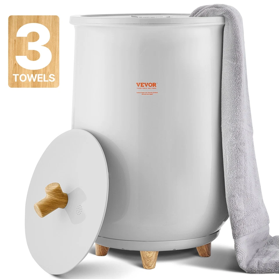 VEVOR 20L Towel Warmer Bucket with LED Light Timer and Temperature Setting Gray
