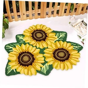 Sunflower Rug for Kitchen Handmade Rug Yellow Flower Floor Mat Modern Rustic - Picture 1 of 8