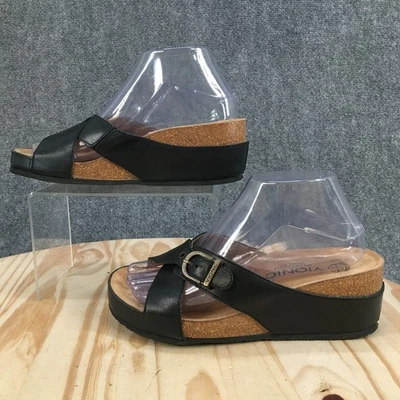 Vionic Sandals Womens 7 Black Mallorca Platform Slides Leather Orthopedic Buckle - Image 1 of 4
