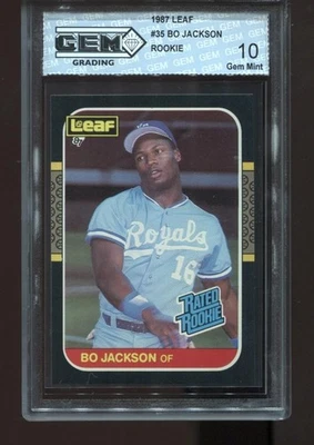 Bo Jackson Rookie 1987 Leaf #35 RC Card MLB Kansas City Royals GEM MINT 10 - Image 1 of 2