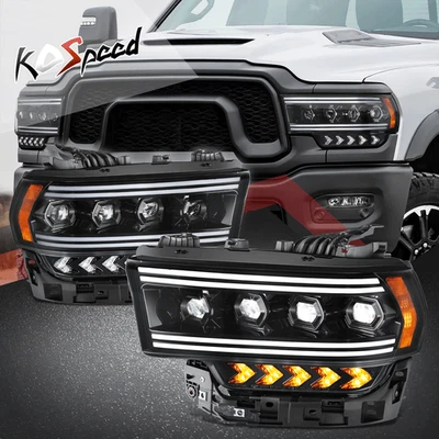 Faro proyector de señal secuencial LED completo negro para Ram 2500-5500 2019-2024 Foto 1 de 4