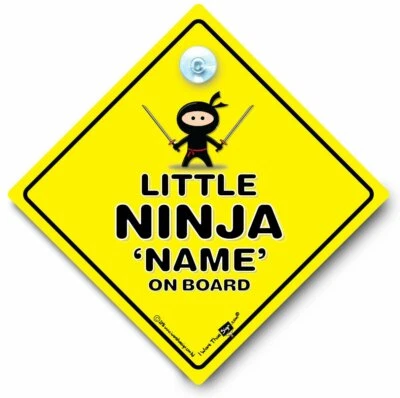 IWANTTHATSIGN.COM Little Ninja On Board Autoschild, PERSONALISIERTES Baby On Board Schild, Baby Auto Schild