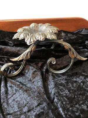 Bronze Color Unusual Three-Legged Candle Stand - Flower & Leaves - Image 1 of 4