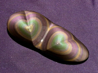 Regenbogen-Obsidian poliert, Mexico, Doppel-Herz 33,9g 66x26x15mm Heilstein - Bild 1 von 4