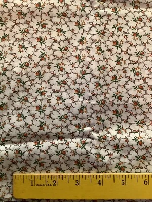 Vintage Cotton Print Fabric 1 Yard + 7” Allover Tiny Floral Pin Dot Background - Image 1 of 2