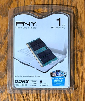 PNY 1GB DDR2 PC2-5300 Memory - Brand New!! - Image 1 of 2