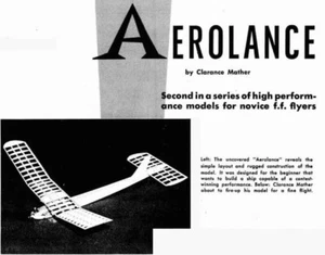 Model Airplane Plans (FF): Aerolance 42" 200s.i. for 1/2A by Clarence Mather - Picture 1 of 3