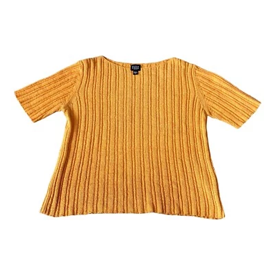 Eileen Fisher Vintage Orange Knit Boat Neck Mid Sleeve Sweater Size Petite M - Image 1 of 4