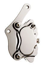 DNA CHROME LEFT SIDE 4 FOUR PISTON FRONT BRAKE CALIPER KIT W/BRACKET FXST HARLEY - Image 1 of 2