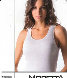 CANOTTA INTIMA DONNA SPALLA LARGA PURO COTONE BORDO RASO MARCA MORETTA ART. 1393 - Imagen 1 de 3