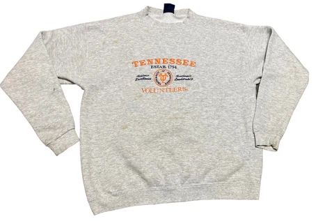 Vintage Tennessee Volunteers seal Sweatshirt Adult LG 90s gray crew neck stains Cover