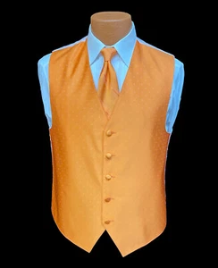 Men's Ralph Lauren Tangerine Orange Tuxedo Vest & Tie Bow or Long Free Shipping - Picture 1 of 6