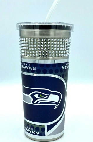 SEATTLE SEAHAWKS 16OZ STAINLESS STEEL THERMO BLING STRAW TUMBLER FREE SHIP Cover