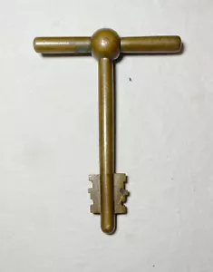rare large antique 19th century solid brass strong box t-bar skeleton key - Picture 1 of 8