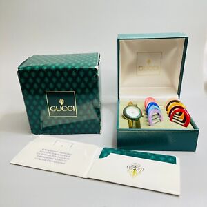 In Box Gucci Change Bezel 10 Colors Gold-Tone Watch Works With Papers