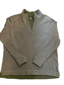 Tommy Bahama Mens Green Reversible Jersey Quarter Zip Pullover Long Sleeve XL - Picture 1 of 8