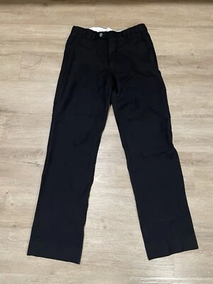 Pantalones de vestir Armani Collezioni línea G para hombre talla 27x30 lana frente plano negro liso Foto 1 de 4