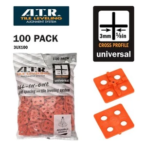 ATR TILE LEVELING SYSTEM 100 PIECES 3mm Universal Cross plate-Tile Level System - Picture 1 of 6