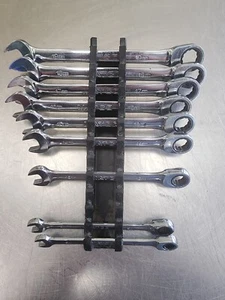 MATCO RATCHETING COMBINATION WRENCHES IN HOLDER(MISSING THE 10,11,&13MM WRENCH) - Picture 1 of 4