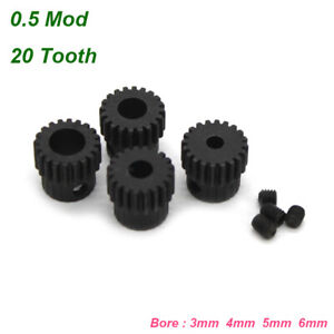 0.5 Mod Black Steel Gear Pinion Metal Model Motor Wheel 20Tooth Bore 3mm 5mm 6mm
