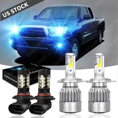 4pcs Faros LED Bombilla HI/LOW + Luces Antiniebla For Toyota Tacoma 2005-2011 - Image 1 of 4
