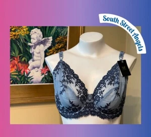 WACOAL 65191 ~ WINDWARD BLUE / TITAN BLUE ~ EMBRACE LACE UNDERWIRE BRA 38DD - Picture 1 of 6