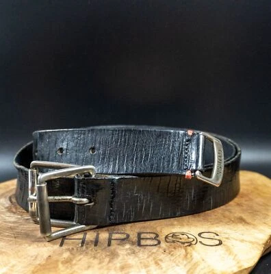 Guess Hombres Cinturón Vintage Cuero Jeans Cinturón Negro Talla S - Imagen 1 de 4