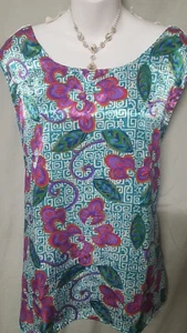 REVERSIBLE MULTICOLOR WHITE SLEEVELESS SHIRT CAMISOLE PLUS SIZE 4X GIFT 56" BUST - Picture 1 of 3