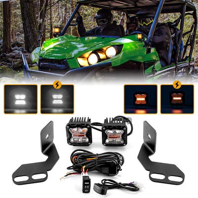 Cápsulas estroboscópicas blancas ámbar de 3"" + soportes de pilar A + cable DT para Kawasaki Teryx4 750 800 Foto 1 de 4