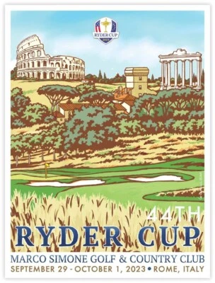 Póster Lee Wybranski Edición Limitada 2023 Ryder Cup Marco Simone Golf Roma Italia Foto 1 de 4