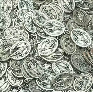 Lot Bulk 10 Silver Tone Our Lady Miraculous Medals-Blessed by Pope on request