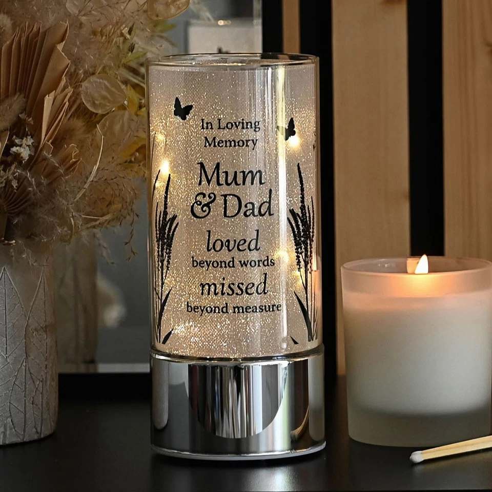in Loving Memory Remembrance Mum and Dad Tube Light Tribute Memorial Gift Plaque