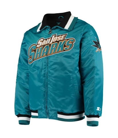 STARTER Mens San Jose Sharks Varsity Jacket, Blue, Large Cover
