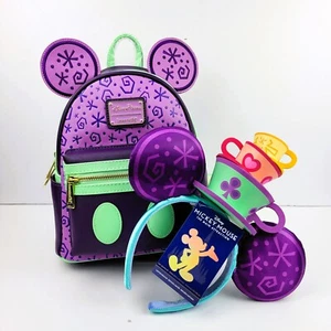 Disney Parks Mickey Mouse Main Attraction Mad Tea Party Mini Backpack & Ears Set - Picture 1 of 11