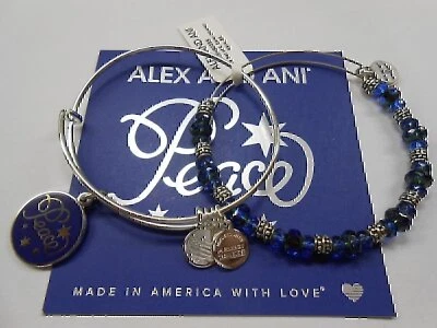 Alex Und Ani Marine Feiertags Frieden Armreifen Set Aus 2 Glänzendem Gold NWTBC - Bild 1 von 4