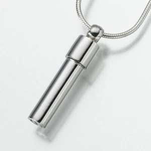 Sterling Silver Double Chamber Cylinder Memorial Jewelry Funeral Cremation Urn - Picture 1 of 2