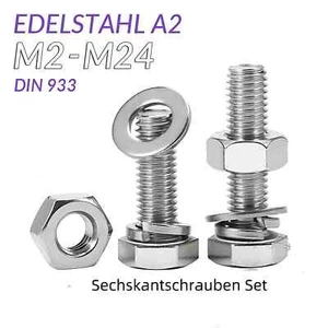Set viti esagonali M2 - M24 acciaio inox A2 DIN 933 con rondelle dado - Foto 1 di 251