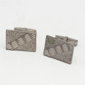 Herren Silberfarben Rechteckig Manschettenknöpfe Set Paar Herrenschmuck - Bild 1 von 2