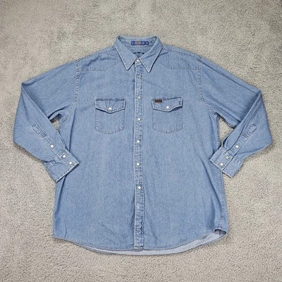 Pendleton Salt Creek Men’s XL Denim Shirt Pearl Snap Western Blue Vintage 90s - Image 1 of 4