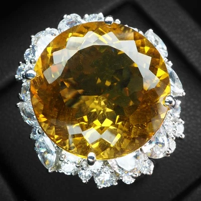 Anillos de plata de ley 925 de oro blanco brillante amarillo dorado citrino 18,95 quilates Foto 1 de 4