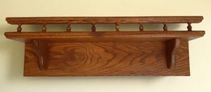 Amish Handmade Solid Oak Wood Wall Shelf w/Spindle Rail 24" Rustic Country Nice - Picture 1 of 18